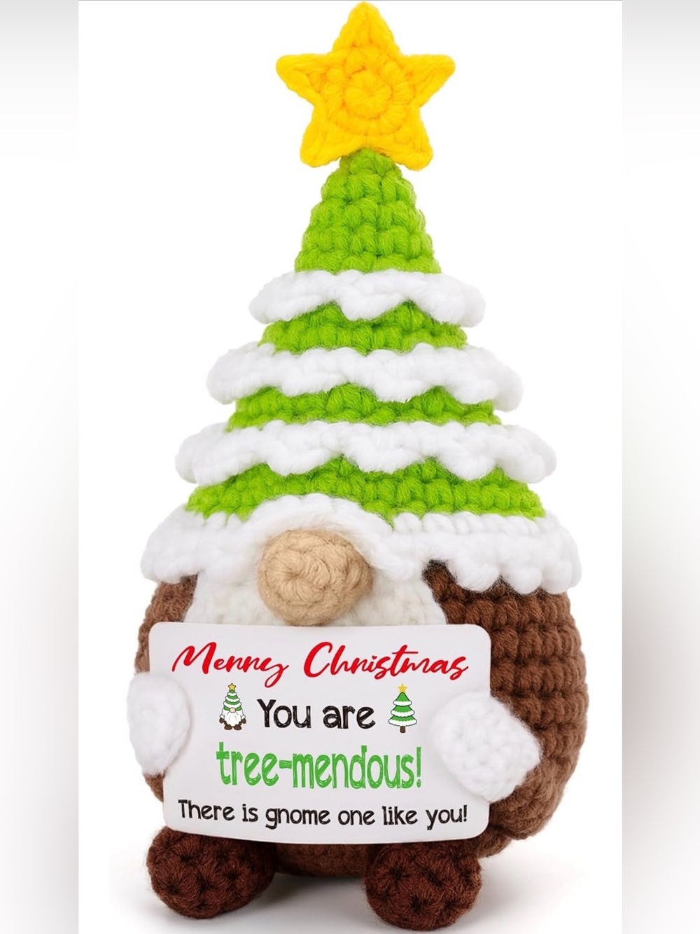Mini Crochet Christmas Tree Gnome With Message Card